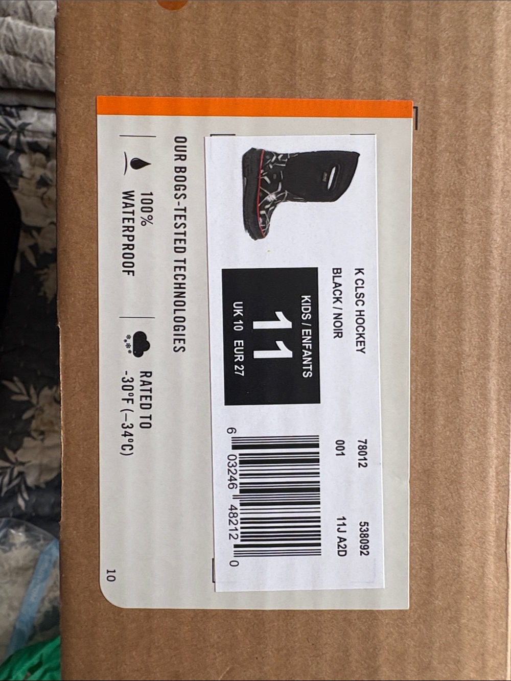 Bogs Kids Black Boots with Red Accent